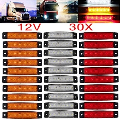 Afbeelding van KYYET LED Zijmarkeringslichten 6 2835 SMD Klaringslampen voor Truck Trailer RV Campervan Pickup Tractor Vrachtwagen SUV Boot 12V DC Shockproof (10 stks rood+10 wit+10 amber)