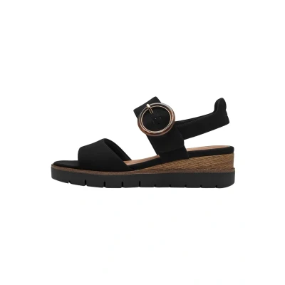 Afbeelding van Tamaris Sandalen met plateauzool, Dames, Maat: 36, Black uni Veloursleer
