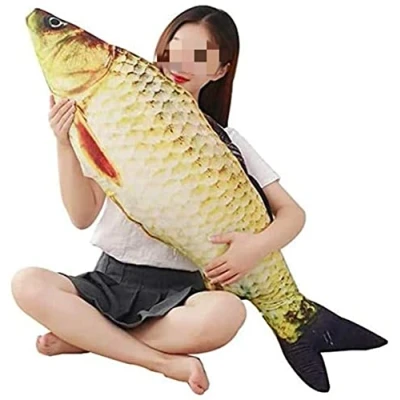 Afbeelding van XICHEN 3D gigantisch zacht viskussen, kussen, karper, pluche gevuld speelgoed, sierkussen voor huisdecoratie, cadeau, kinderkussen, knuffeldier (78 cm)