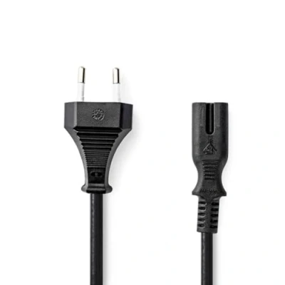 Afbeelding van Stroomkabel Euro Male IEC 320 C7 Recht Vernikkeld 0.50 m Plat PVC Zwart La