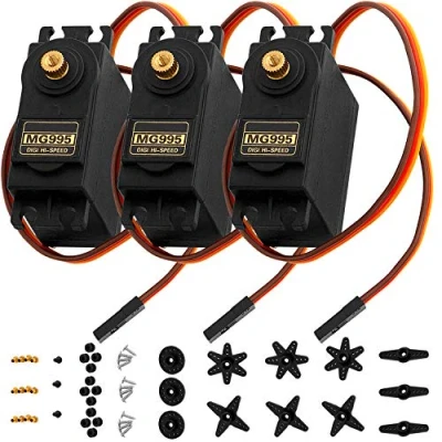Afbeelding van AZDelivery 3 x MG995 Micro Digital Servo Motor voor RC Robots Helikoptervliegtuigen compatibel met Arduino inclusief E Book!
