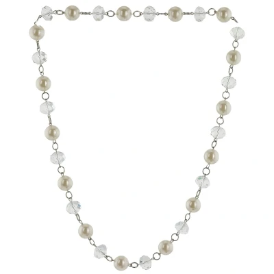 Afbeelding van Behave Lange ketting met facet geslepen glaskralen en parels 74cm lang