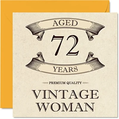 Afbeelding van Vintage 72e verjaardagskaarten voor vrouwen 72 jaar oud leuke verjaardagskaart mama zus vrouw oma oppas tante, 145 mm x dames wenskaarten,