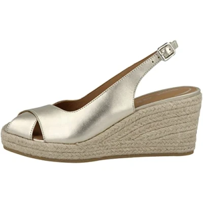 Afbeelding van Geox Dames D PANAREA espadrille Wedge sandaal, Lt Gold, 37 EU, EU