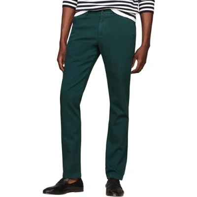 Afbeelding van Tommy Hilfiger Bleecker Structured Garment DYED Chino, Heren, Maat: 33x32, Hunter