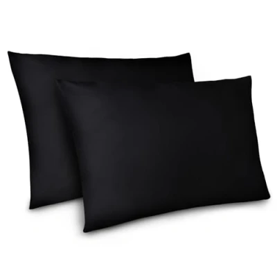 Afbeelding van Dreamzie Kussensloop 50 x 70 cm, Set van 2 Kussenslopen, Zwart met Ritssluiting, Microvezel, Zacht,