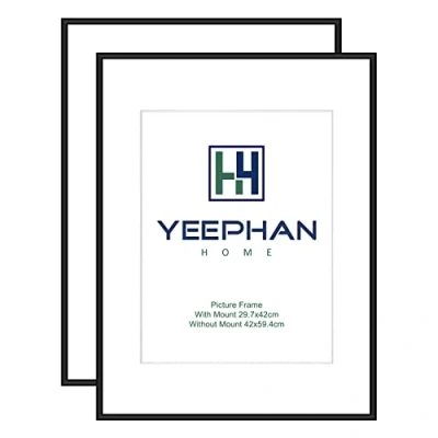 Afbeelding van YEEPHAN Grote a2 zwarte fotolijst met Perspex voorkant, frame mount voor a3 frame, 59,4 x 42cm zwart metaal aluminium fotolijst/poster wandmontage, pak van 2