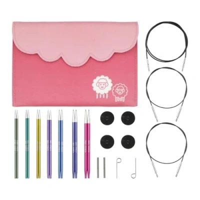 Afbeelding van KnitPro Zing verwisselbare naaldenset paren rondbreinaalden van 7x13 cm met accessoires Midi set, kleurgecodeerd voor beginners, professionals en cadeauset