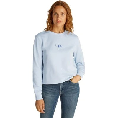 Afbeelding van CK JEANS Dames GRADIENT MONOLOGO CREWNECK J20J225360, Blauw (Niagara Mist), L, L