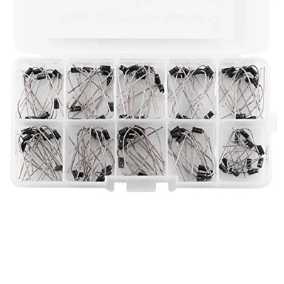 Afbeelding van 10 waarden gelijkrichter diode assortiment elektronische set, 1N4001 1N4007 1N5817 1N5819 diodes assortimentskit, 100 stuks, met doos