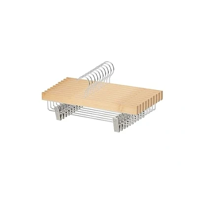 Afbeelding van Amazon Basics Kleerhangers met clips, hout, 35,99 x 1,19 16 cm, naturel, set van 10