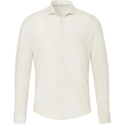 Afbeelding van Pure The Functional Shirt Ecru maat 39 Heren Overhemden Formeel Effen met Slim fit Pasvorm Polyester