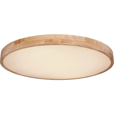 Afbeelding van Globo Rainer LED plafondlamp, Ø 80 cm, houteffect, metaal, CCT