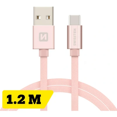 Afbeelding van Swissten USB C naar A Kabel 1.2M Roze