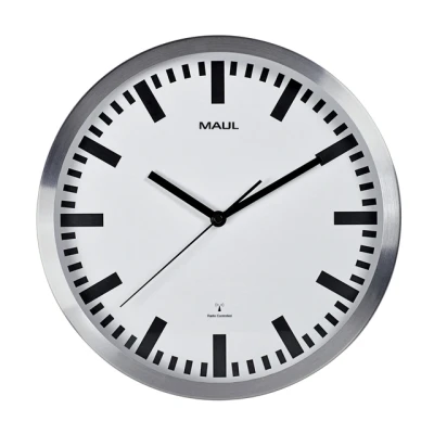 Afbeelding van Wandklok MAUL Pilot RC diameter30,5x4.5cm aluminium frame /wit incl.batterij