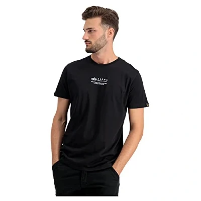 Afbeelding van Alpha Industries Wording T Tshirt print, Heren, Maat: Large, Black