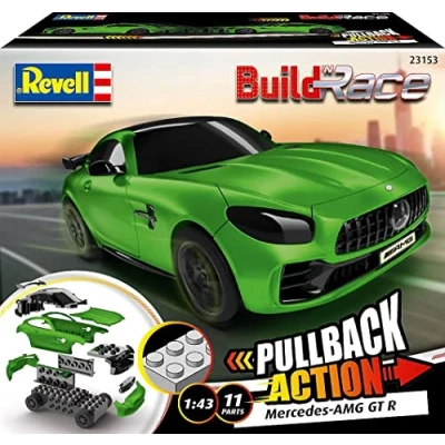 Afbeelding van 1:43 Revell 23153 Build n Race Mercedes AMG GT R green Plastic Modelbouwpakket