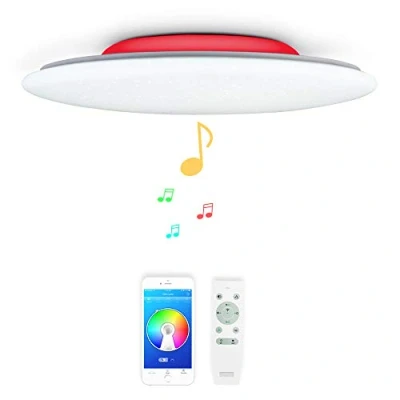 Afbeelding van chysongoods 48W Muziek LED Plafondlamp met 2 Bluetooth Speaker Afstandsbediening Dimbare APP RGB Kleurverandering als Moderne Smart Lamp voor Woonkamer Keuken Badkamer Lounge