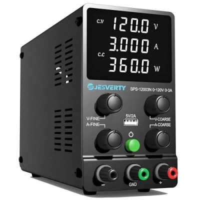 Afbeelding van Laboratoriumvoeding 0 120V / 3A Variabele DC desktopvoeding 4 cijferig LED display，5V/2A USB poort, grof en fijnafstellingen Jesverty SPS 12003N
