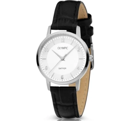 Afbeelding van Olympic OL26DSL048 ALBA Horloge Leer Zilverkleurig 29mm