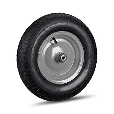 Afbeelding van Relaxdays kruiwagenwiel 4.80 4.00 8 reservewiel luchtband stalen velg met adapters Zwart grijs