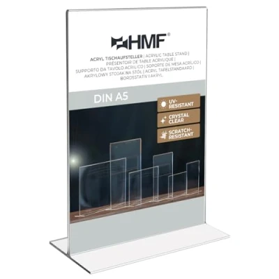 Afbeelding van HMF 46921 acryl tafelstandaard recht DIN A5 staand formaat glashelder