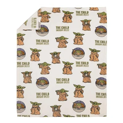 Afbeelding van Star Wars The Mandalorian&quot;The Child&quot; Green, Tan, White Super Soft Toddler Blanket