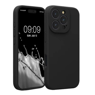 Afbeelding van kwmobile telefoonhoesje geschikt voor Apple iPhone 16 Pro TPU backcover met siliconen coating Smartphone case in zwart
