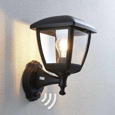 Afbeelding van Lindby Wandlampen buiten 1licht polycarbonaat H: 31.1 cm E27 zwart (RAL 9005), helder