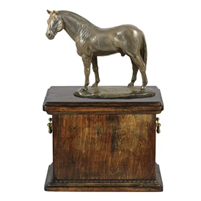 Afbeelding van Art Dog handgemaakte urn voor paardenas koud gegoten bronzen beeld aangepaste crematiedoos houten huisdierherdenkingsurn 46,5x29x21cm Hannoveraans paard
