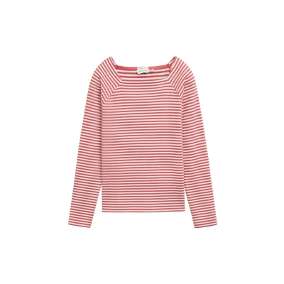 Afbeelding van TOM Tailor MIT Streifenmuster Longsleeve, Dames, Maat: Large, Berry red regular stripe