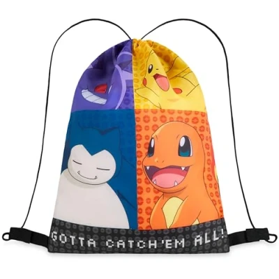 Afbeelding van Pokemon Kids Drawstring Bag Pikachu String Swim voor School, Sport, PE Bag, Meerkleurig, One Size, Tas met trekkoord