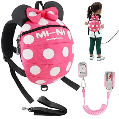 Afbeelding van Peuterriem voor wandelen + anti verloren pols link veiligheid 4 in 1 peuters, kind, baby&#039;s en kinderen, veiligheidsharnas kinderen polsband assistent riem meisjes (roze)