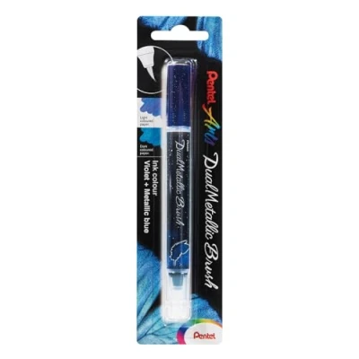 Afbeelding van Pentel Dual Metallic Penseel Pen Paars/Metallic Blauw XGFH DVX