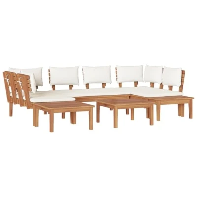 Afbeelding van vidaXL 4 delige Tuinbank Set met Kussens Massief Hout Teak
