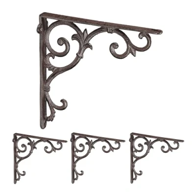Afbeelding van plankdrager set van 4 24,5 cm gietijzer bruin