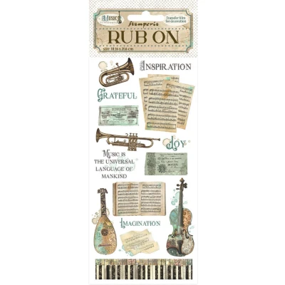 Afbeelding van Stamperia Music Rub On 4x8,5 Inch Instruments (DFLRB124)