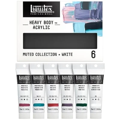 Afbeelding van Liquitex 3699356 Professional Heavy Body acrylverf in kunstenaarskwaliteit met uitstekende lichtechtheid en boterachtige consistentie Gedempte Kleuren Set 6x59ml,