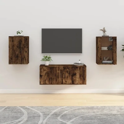 Afbeelding van Tv wandmeubels 2 st 40x34,5x60 cm gerookt eikenkleurig