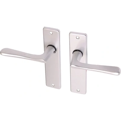 Afbeelding van Deurkruk met blind schild aluminium vlindermodel Per Set