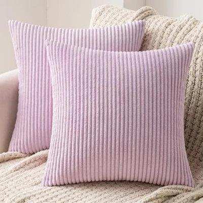 Afbeelding van MIULEE Set van 2 kussenslopen, corduroy, decoratieve kussensloop, bankkussen, sierkussen met verborgen ritssluiting, 40 x cm, violet