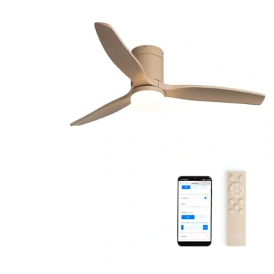 Afbeelding van CREATE / WINDCALM M Plafondventilator met zandlicht, wifi en afstandsbediening 40 W, stil, Ø 132 cm, ABS, 6 snelheden, 3 lichttemperaturen, timer, zomer winterfunctie