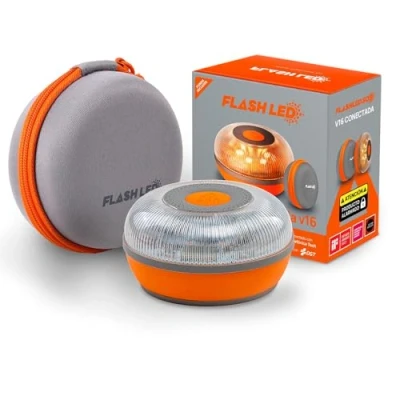 Afbeelding van FlashLED SOS noodlicht V16, goedgekeurd, DGT, SIM kaart en dataservice tot 2038, magnetische basis, waterdicht stofdicht, inclusief beschermhoes