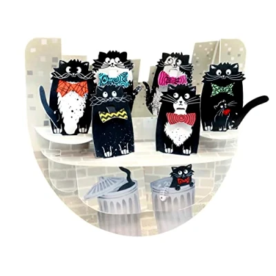 Afbeelding van SANTORO PopnRock, 3D pop up wenskaart katten met strikjes voor kinderen, haar, hem verjaardagscadeau kattenliefhebbers