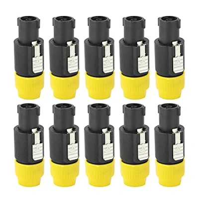 Afbeelding van Audioluidsprekerstekker, audioluidsprekerconnector Waterdichte 4 pins Speakon stekkerkabelconnector(geel)