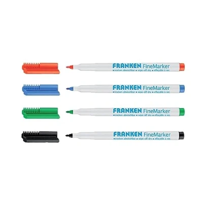 Afbeelding van Franken FineMarker, 4 stuk(s), Zwart, Blauw, Groen, Rood, Fijne punt, Wit, 1 mm, 2 mm