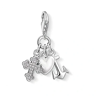 Afbeelding van Thomas Sabo Dames bedelhanger geloof liefde hoop kruis hart anker 925 Sterling zilver 0409 051 14, zilver, Zirkonia