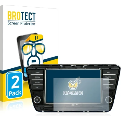 Afbeelding van BROTECT (2 Stuks) Schermbeschermer voor Skoda Columbus Superb 2017 Infotainment System 8&quot; Screen Protector Transparant