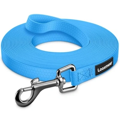 Afbeelding van Looxmeer hondenriem, 3m /5m /7m /10m /15m /20m /25m /30m Robuuste trainingslijn met opbergtas, polsband, neon blauw