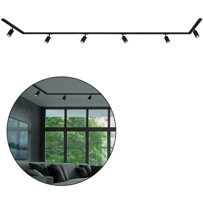 Afbeelding van BRILONER Rail Railverlichting set opbouwspots startset opbouwrail 6x GU10 spots draaibaar 450 cm zwart